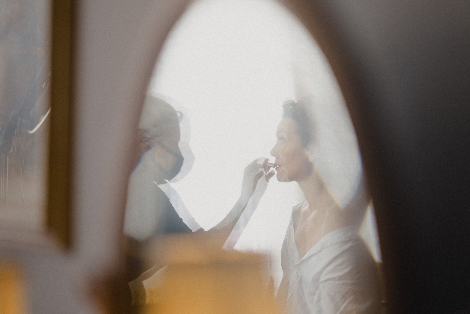 bride makeup reflection