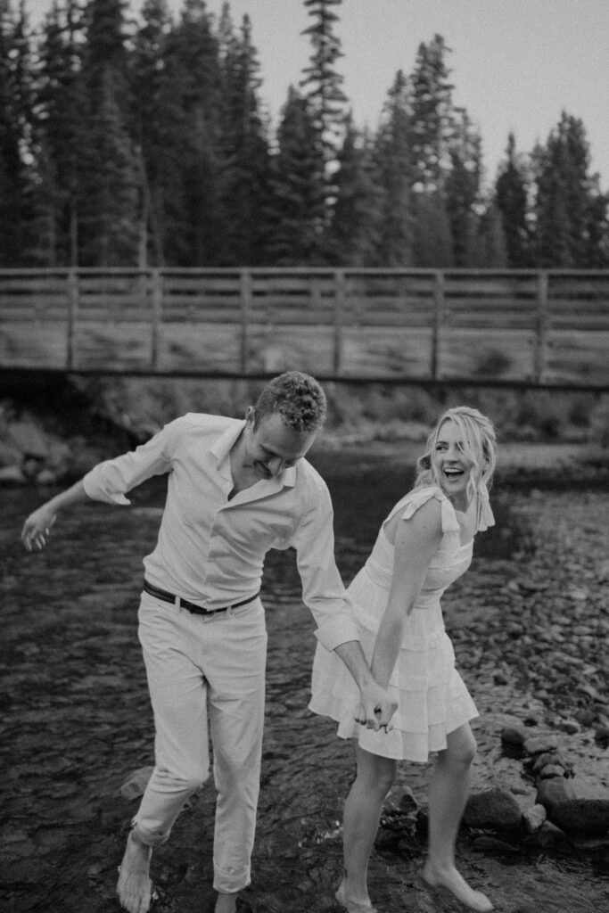 bend, oregon engagement fun photos