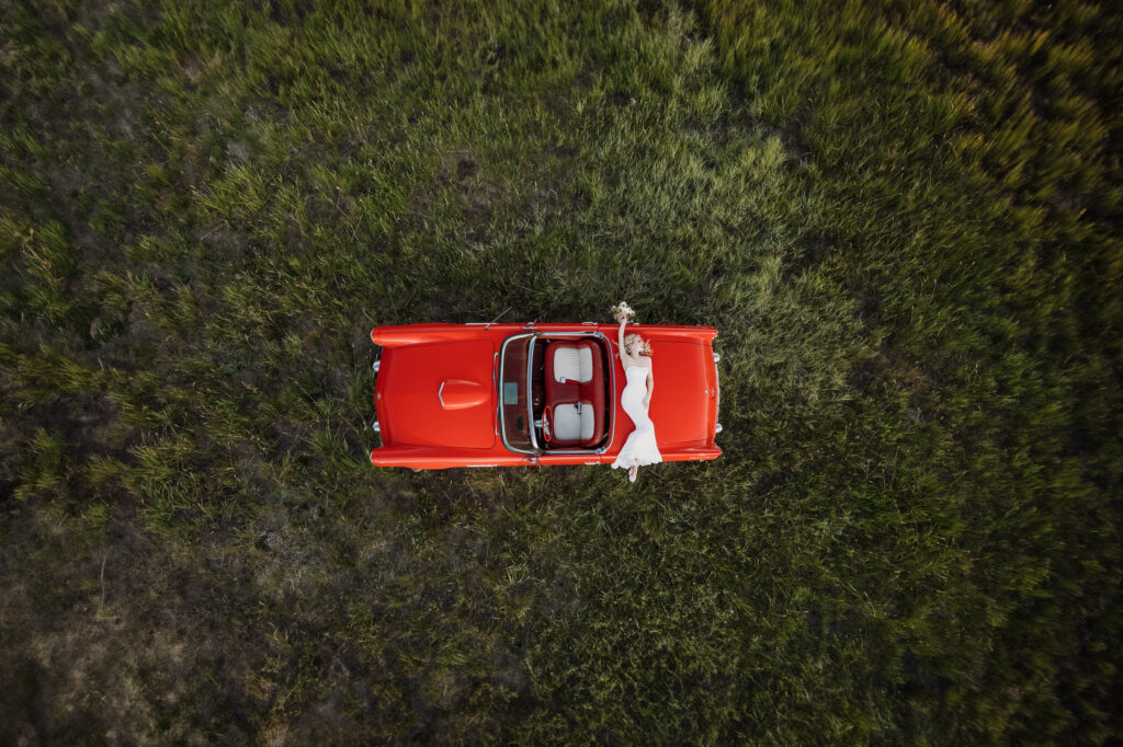 Black Butte wedding in oregon photographed by drone