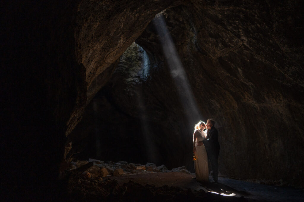 moody romantic cave wedding