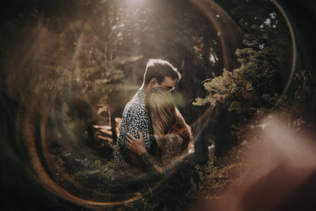 a couple holding each other during their engagement session