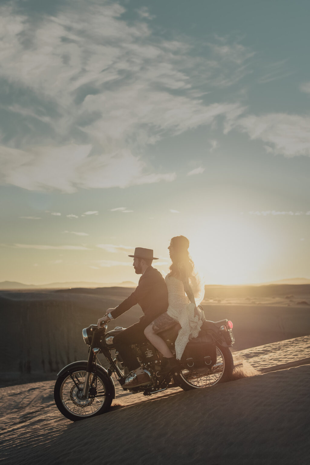 a couple on their motorcycle in the PNW elopement photography 