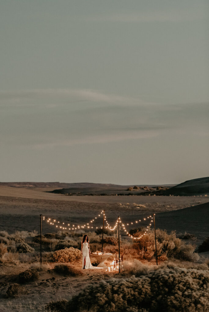 a bride at her central oregon elopement in bend oregon 